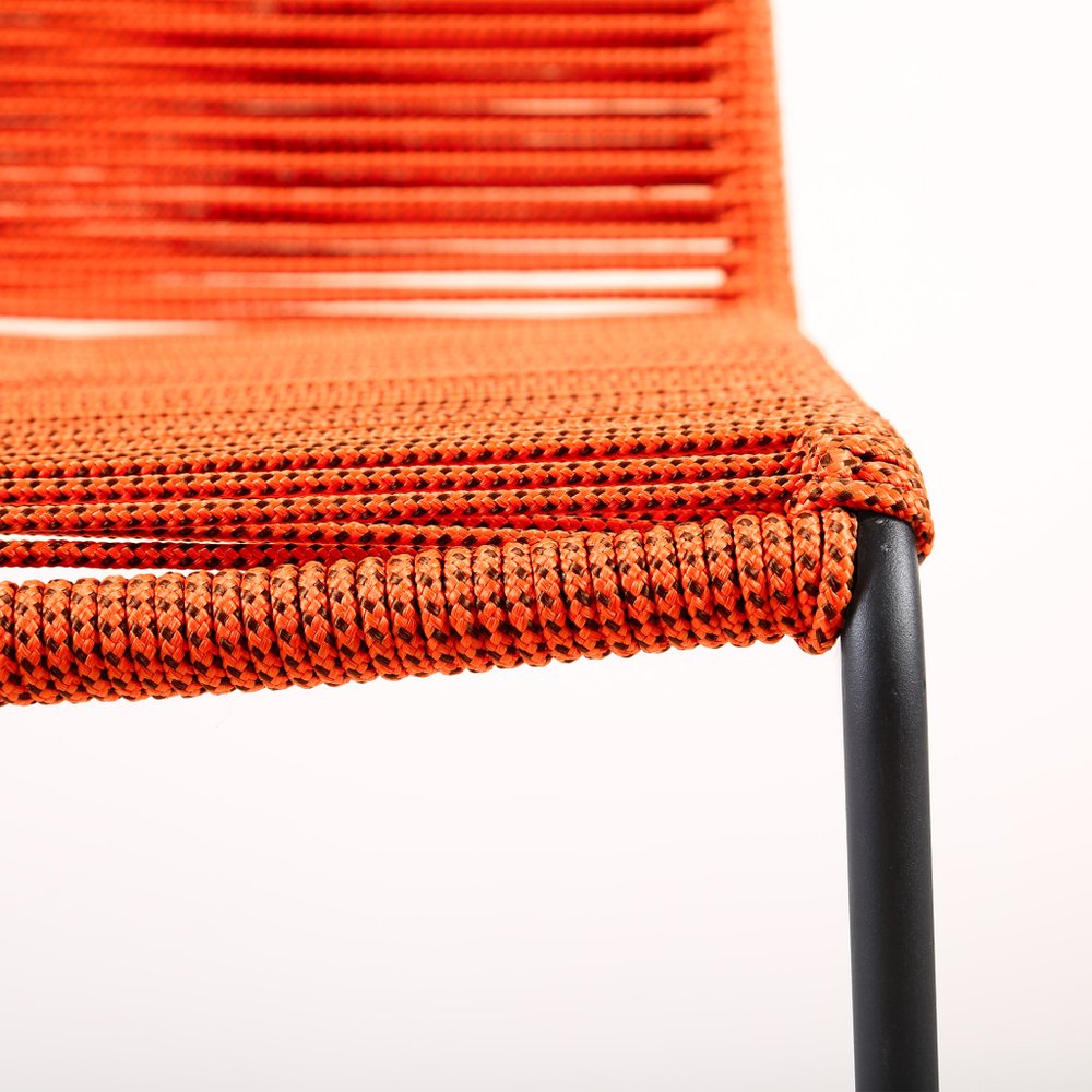 Set of Two 23" Tangerine Metal Outdoor Dining Chair
