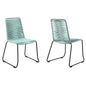 Set of Two 23" Green Metal Outdoor Dining Chair