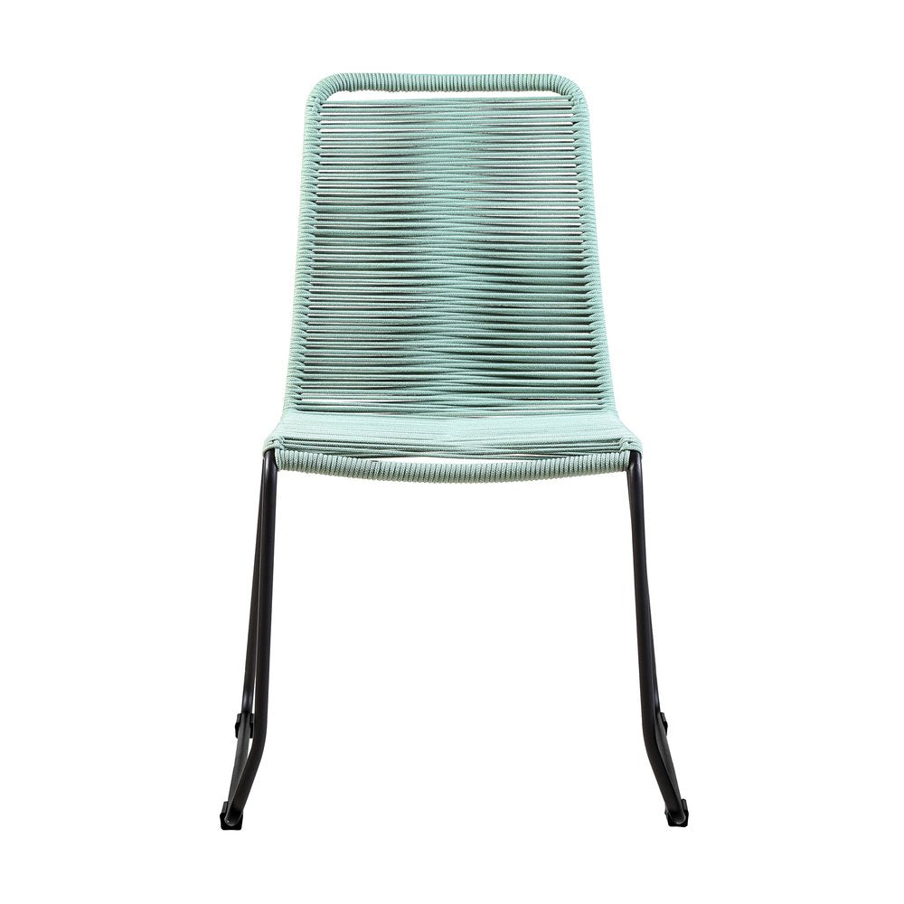 Set of Two 23" Green Metal Outdoor Dining Chair