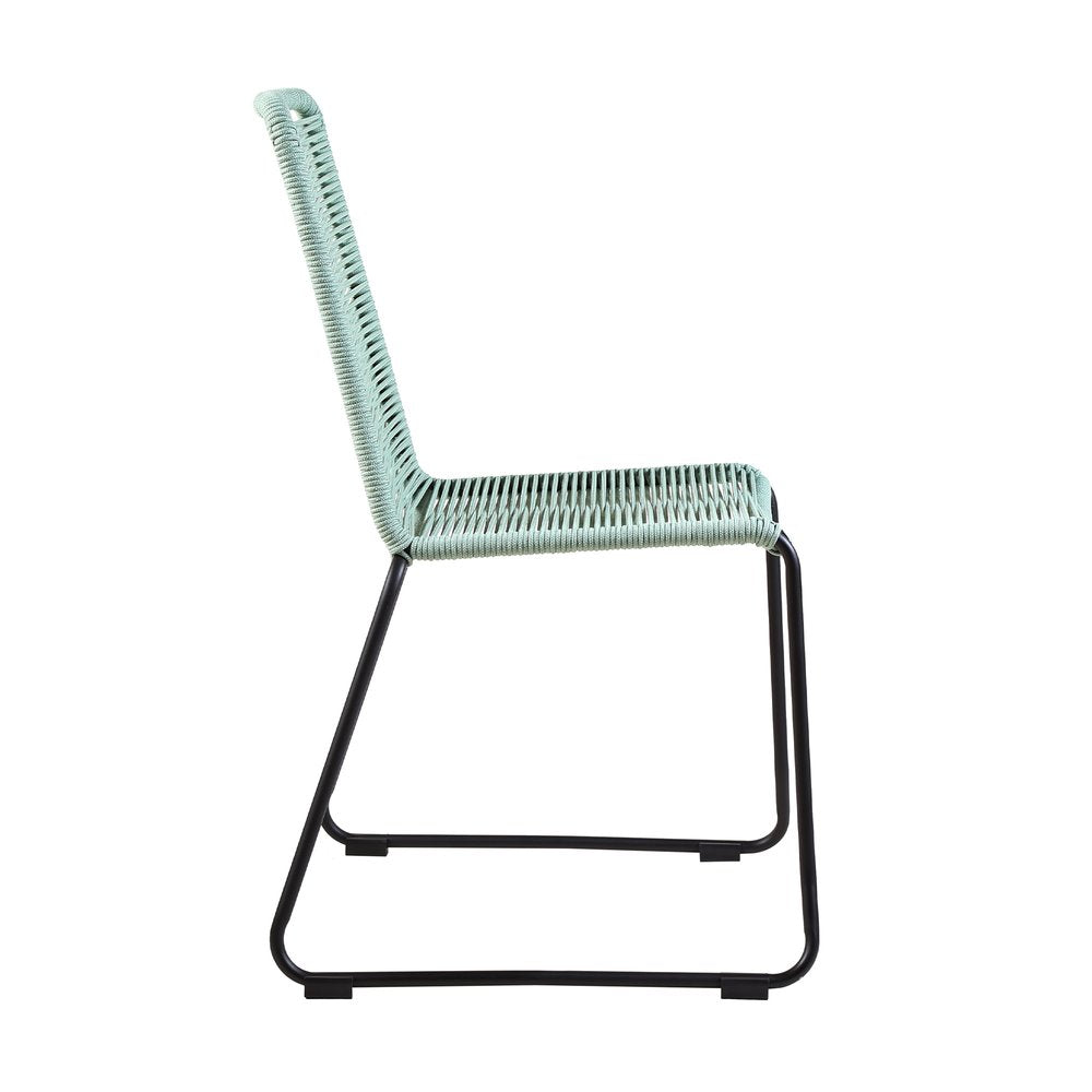 Set of Two 23" Green Metal Outdoor Dining Chair