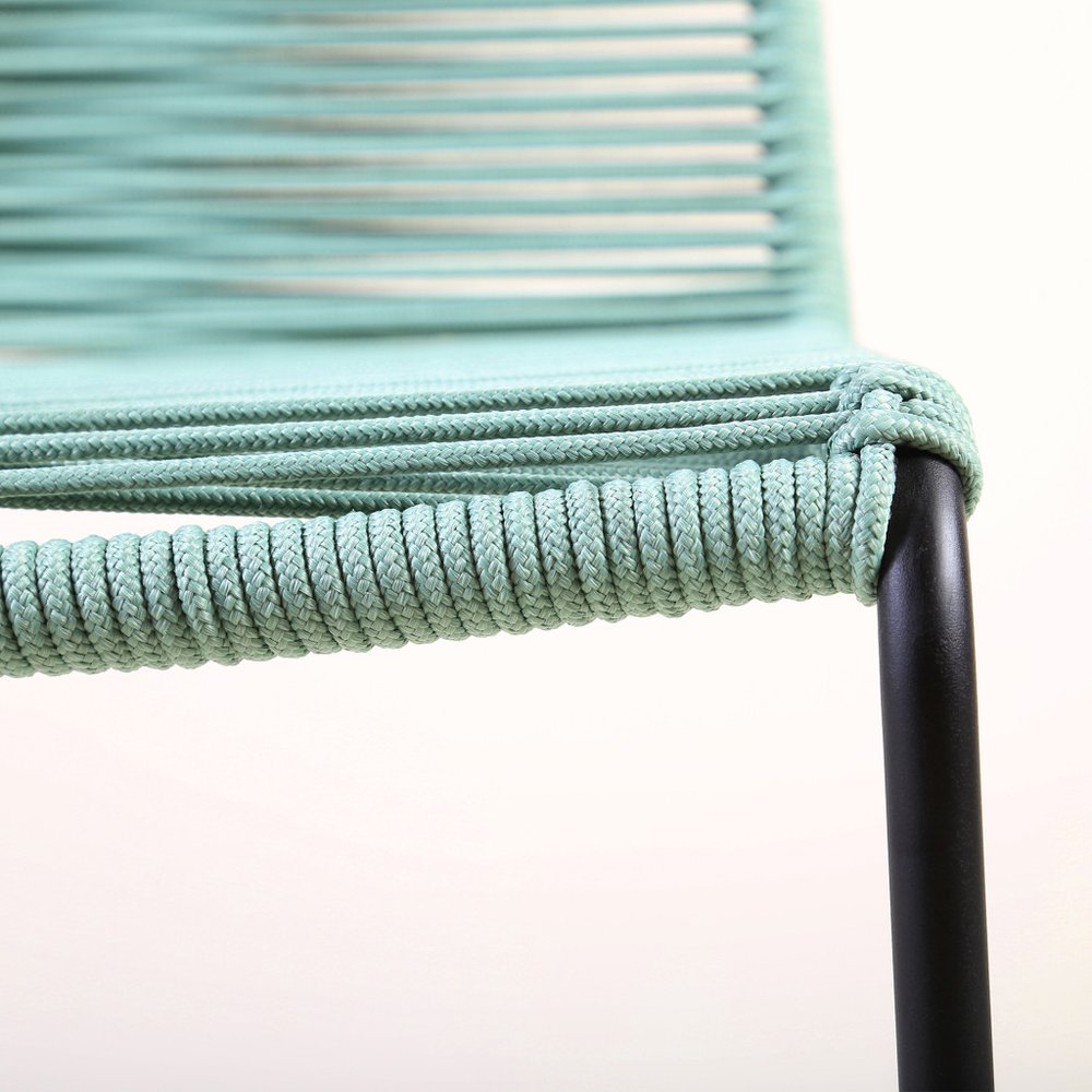 Set of Two 23" Green Metal Outdoor Dining Chair