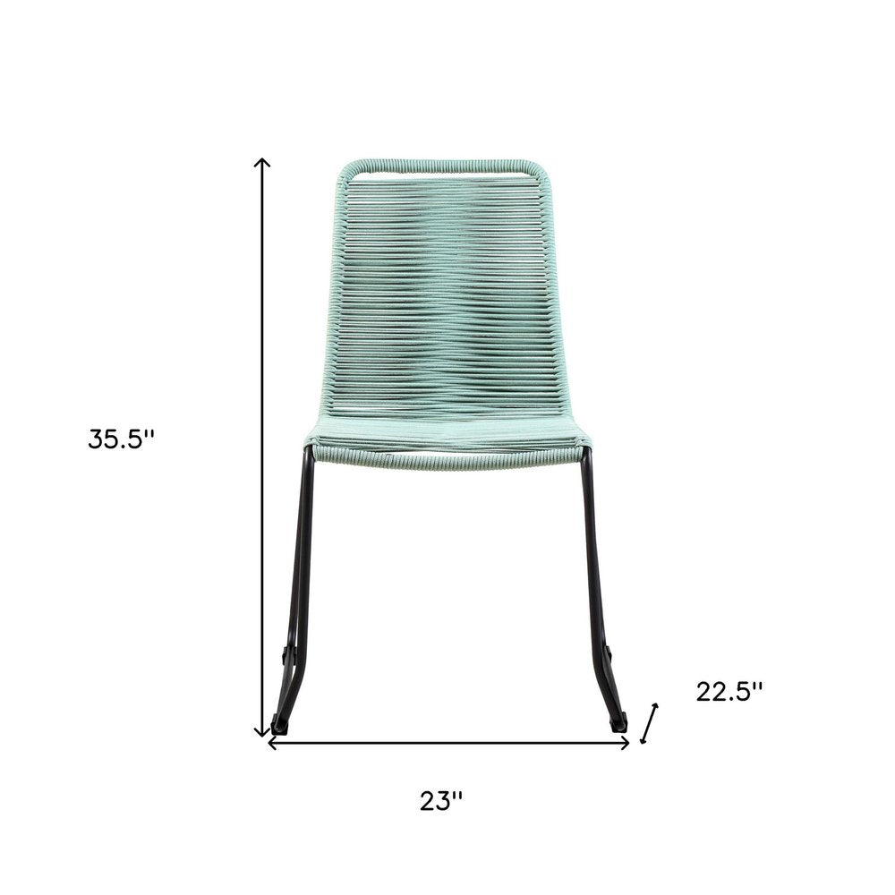 Set of Two 23" Green Metal Outdoor Dining Chair