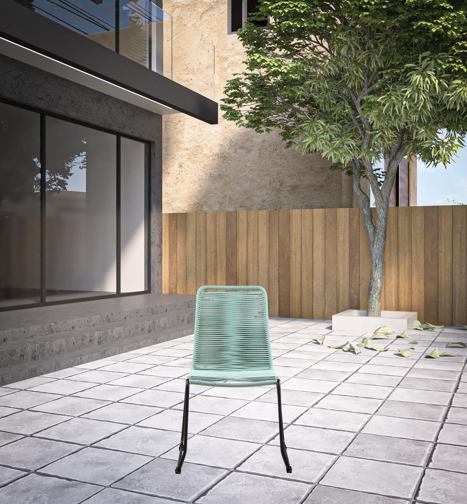 Set of Two 23" Green Metal Outdoor Dining Chair