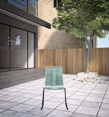 Set of Two 23" Green Metal Outdoor Dining Chair