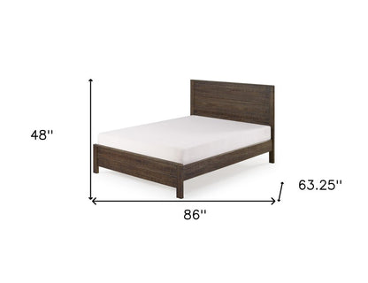 White Shiplap Texture Distressed Solid Wood Queen Bed Frame