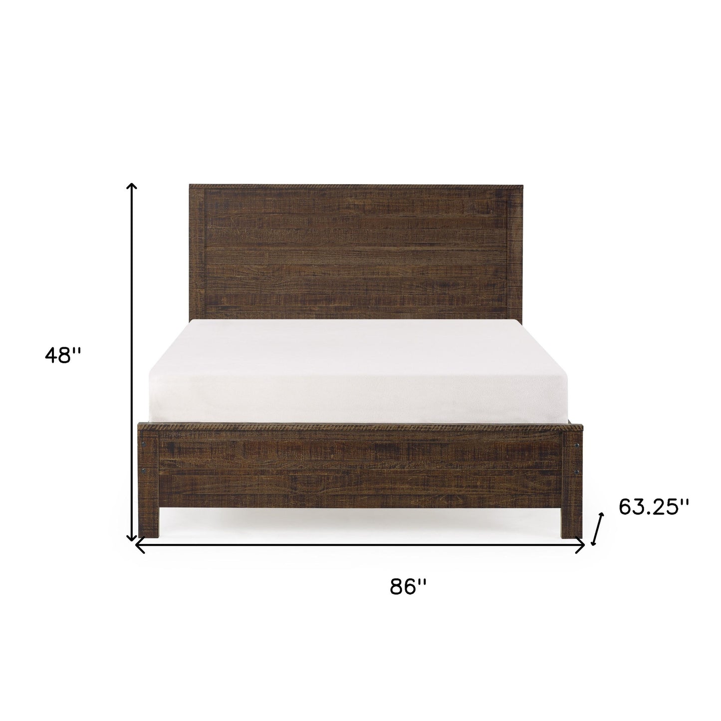 Dark Brown Solid Wood Queen Bed Frame