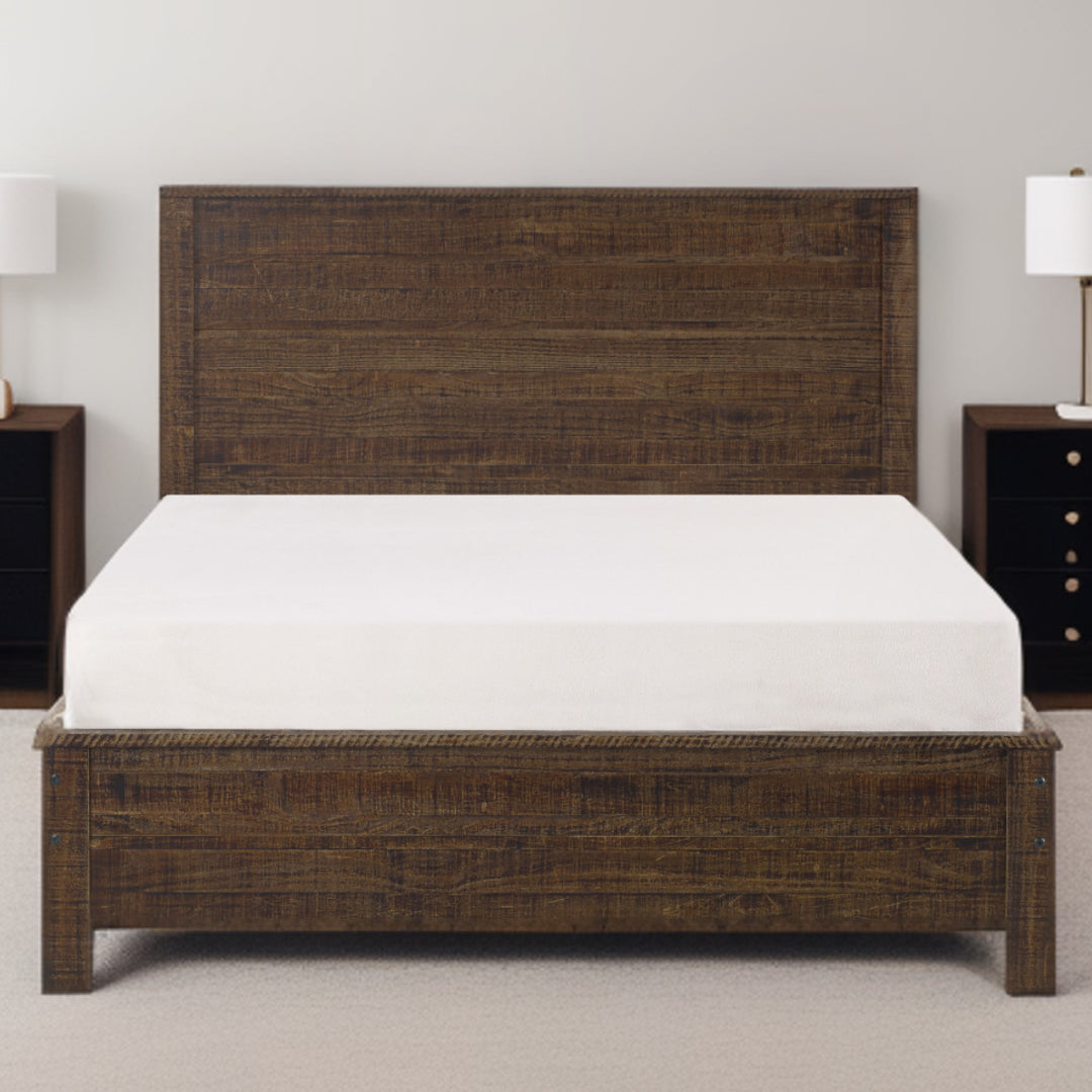 Dark Brown Solid Wood Queen Bed Frame