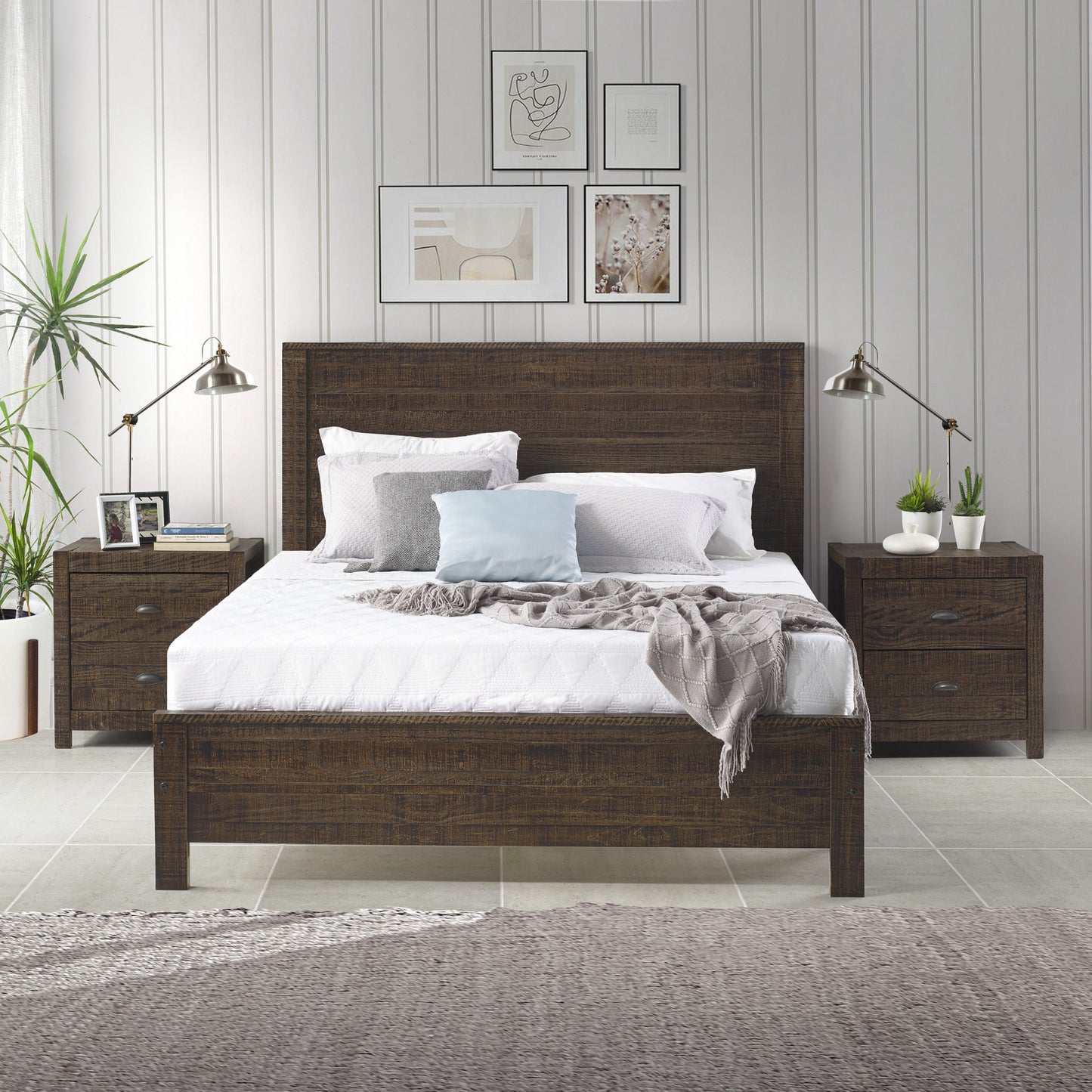 Dark Brown Solid Wood Twin Bed Frame