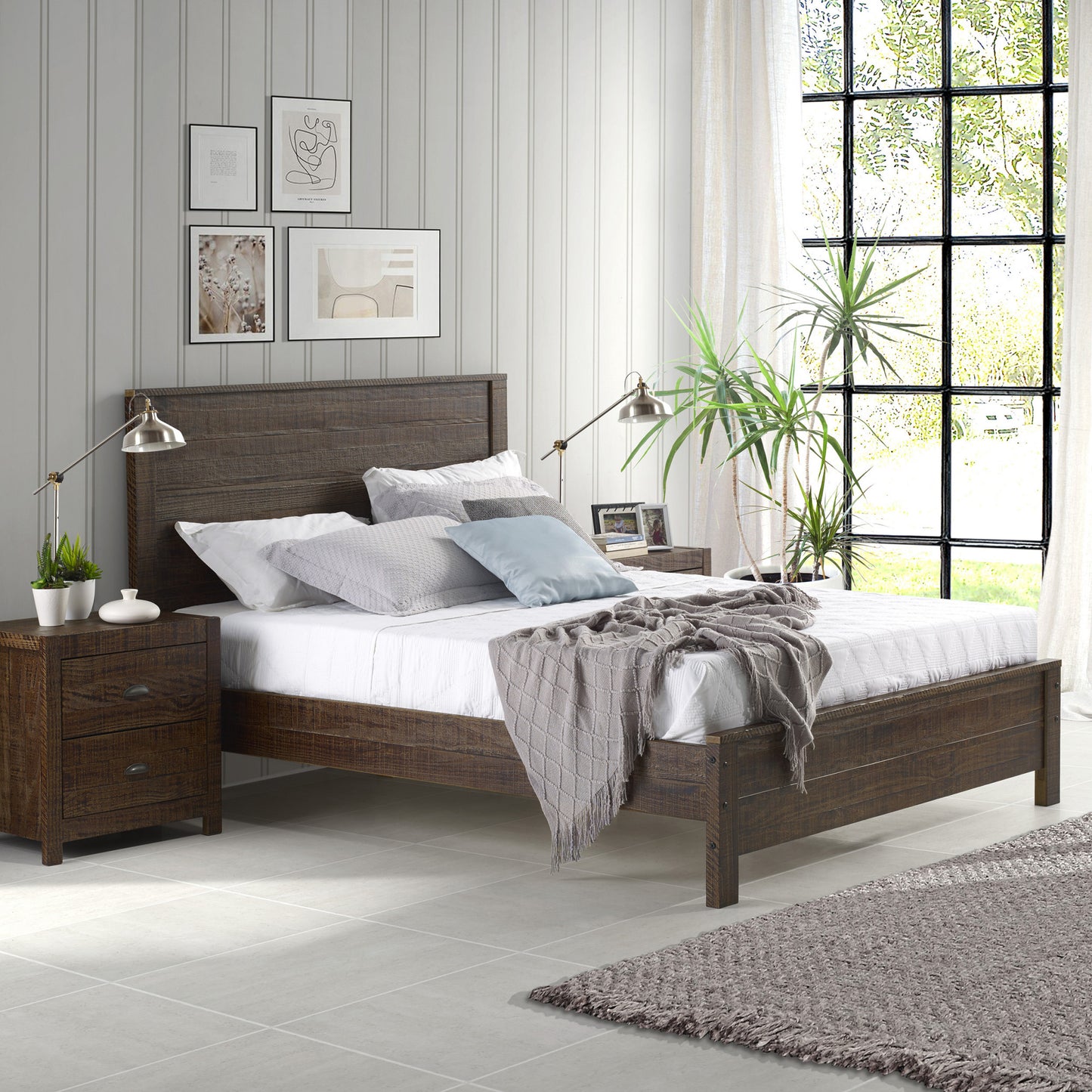 Dark Brown Solid Wood Twin Bed Frame