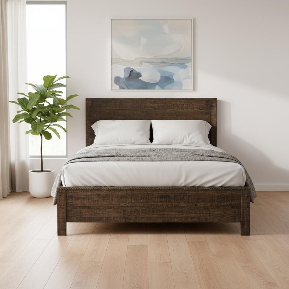 Walnut Brown Solid Wood Twin Bed Frame