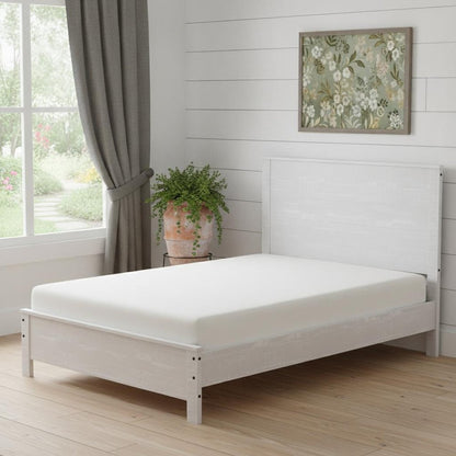 White Shiplap Texture Distressed Solid Wood Twin Bed Frame
