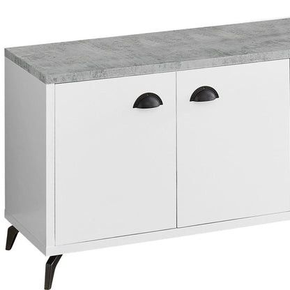 60" White Cabinet Enclosed Storage TV Stand