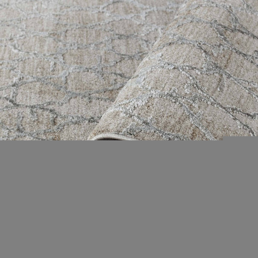 5' X 8' Beige Moroccan Stain Resistant Area Rug