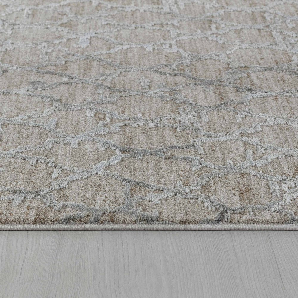 5' X 8' Beige Moroccan Stain Resistant Area Rug