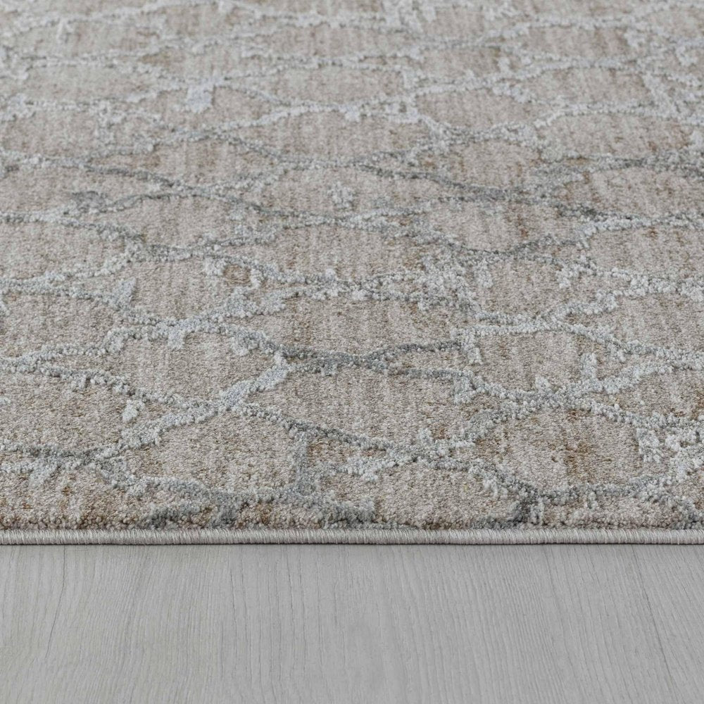 8' X 10' Beige Moroccan Stain Resistant Area Rug