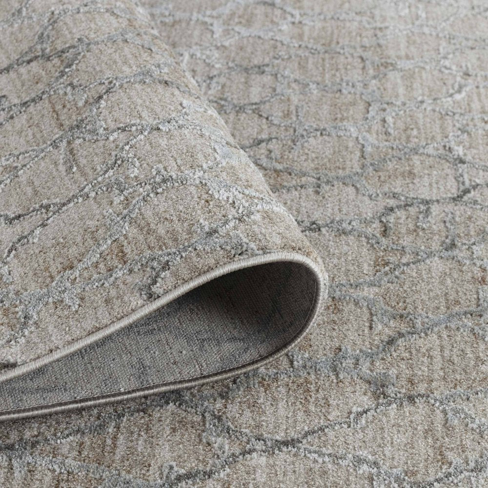 9' X 12' Beige Moroccan Stain Resistant Area Rug