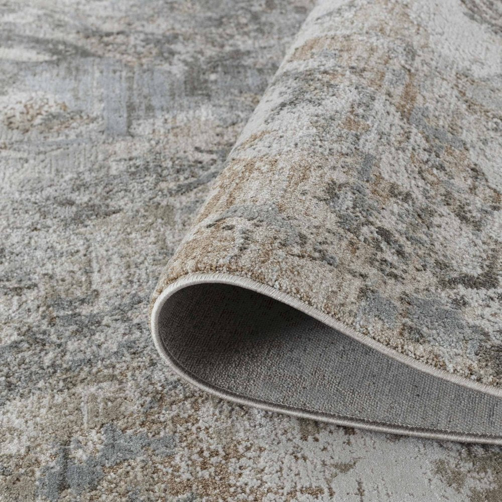 5' X 7' Beige Abstract Power Loom Area Rug