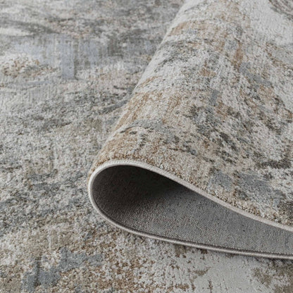 5' X 7' Beige Abstract Power Loom Area Rug
