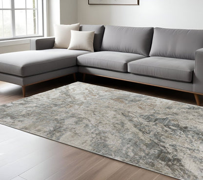 8' X 10' Beige Abstract Power Loom Area Rug