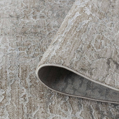 5' X 8' Beige Abstract Stain Resistant Area Rug