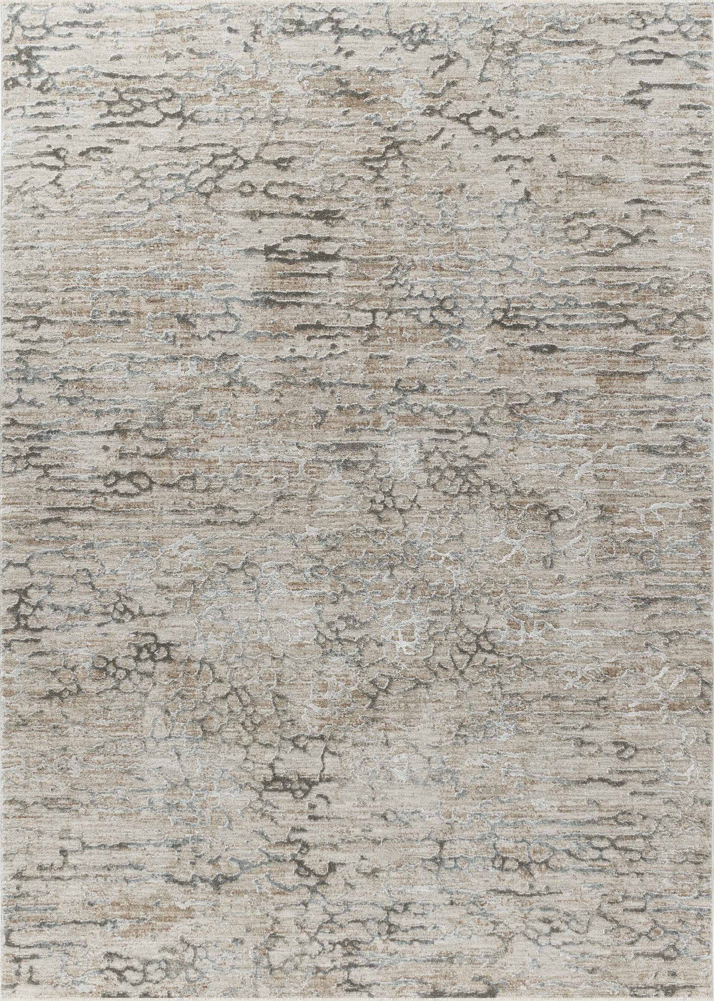 5' X 8' Beige Abstract Stain Resistant Area Rug