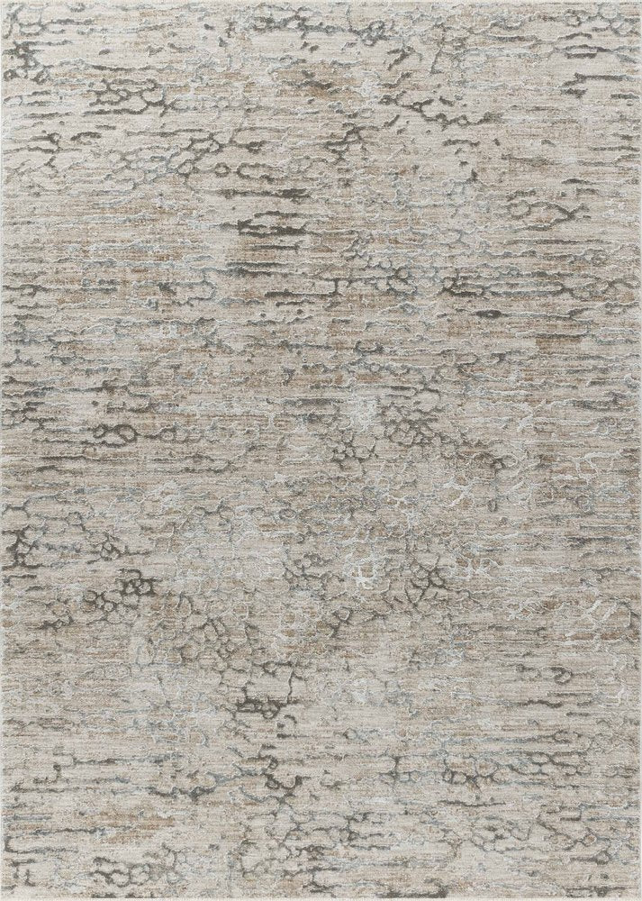 5' X 8' Beige Abstract Stain Resistant Area Rug