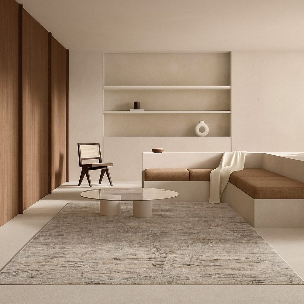 8' X 10' Beige Abstract Stain Resistant Area Rug