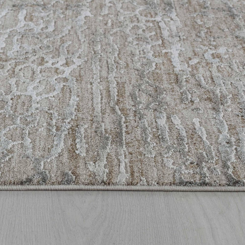 8' X 10' Beige Abstract Stain Resistant Area Rug