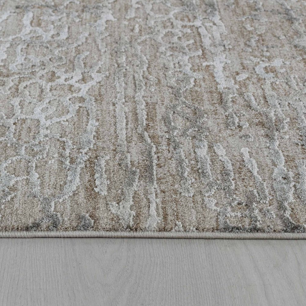 8' X 10' Beige Abstract Stain Resistant Area Rug