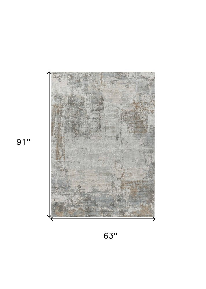 5' X 8' Beige Abstract Power Loom Stain Resistant Area Rug