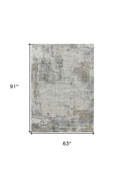 5' X 8' Beige Abstract Power Loom Stain Resistant Area Rug