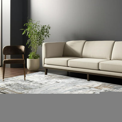 5' X 8' Beige Abstract Power Loom Stain Resistant Area Rug