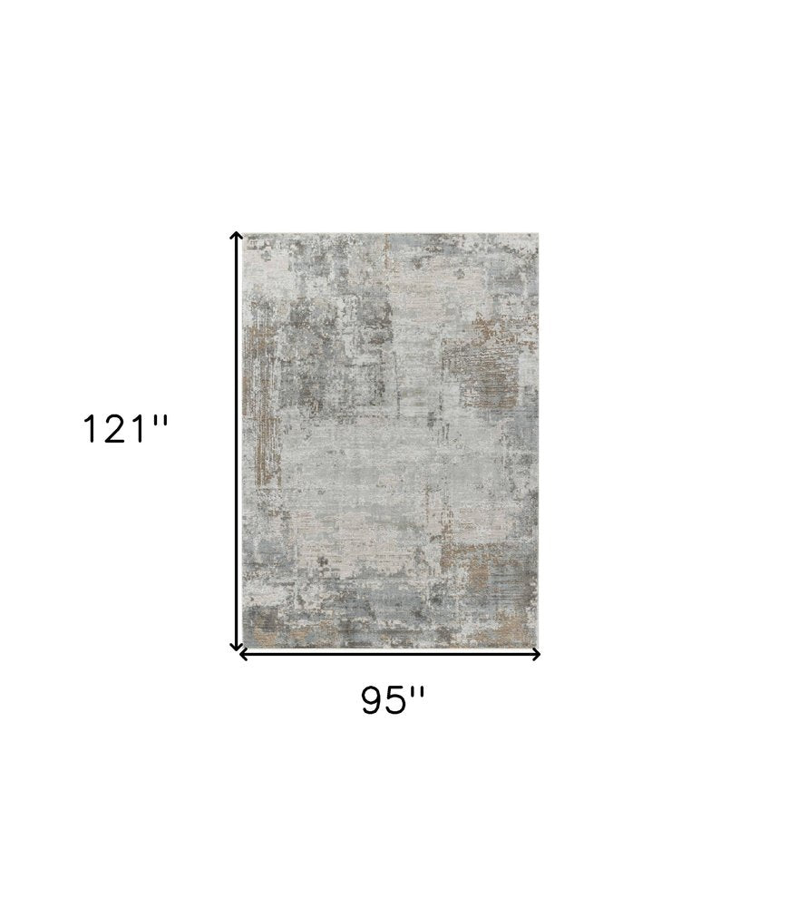 8' X 10' Beige And Gray Abstract Area Rug