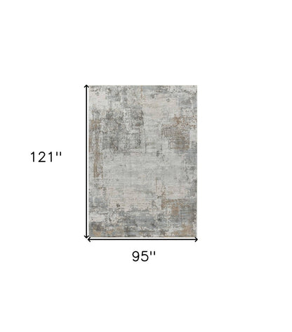 8' X 10' Beige And Gray Abstract Area Rug