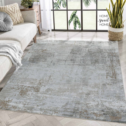 8' X 10' Beige And Gray Abstract Area Rug