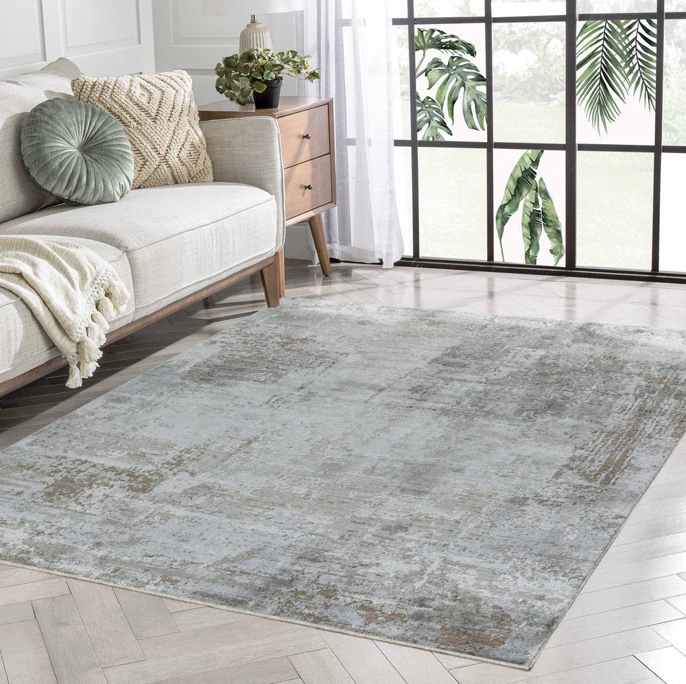 8' X 10' Beige And Gray Abstract Area Rug