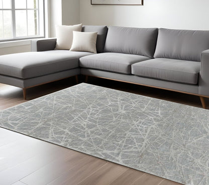 8' X 10' Turquoise Abstract Power Loom Stain Resistant Area Rug