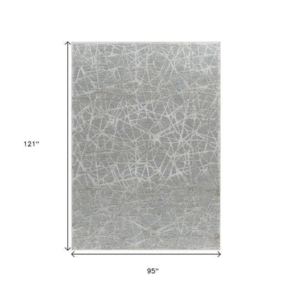 8' X 10' Turquoise Abstract Power Loom Stain Resistant Area Rug