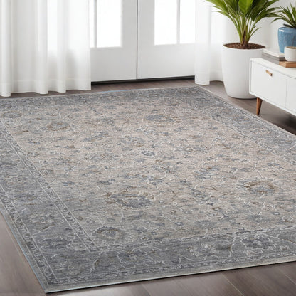 5' X 8' Cream Southwestern Power Loom Stain Resistant Area Rug