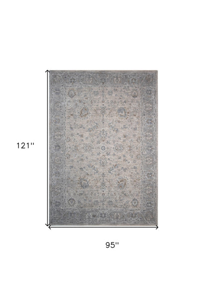 8' X 10' Cream Southwestern Power Loom Stain Resistant Area Rug