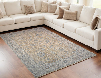 5' X 8' Gold Southwestern Power Loom Stain Resistant Area Rug