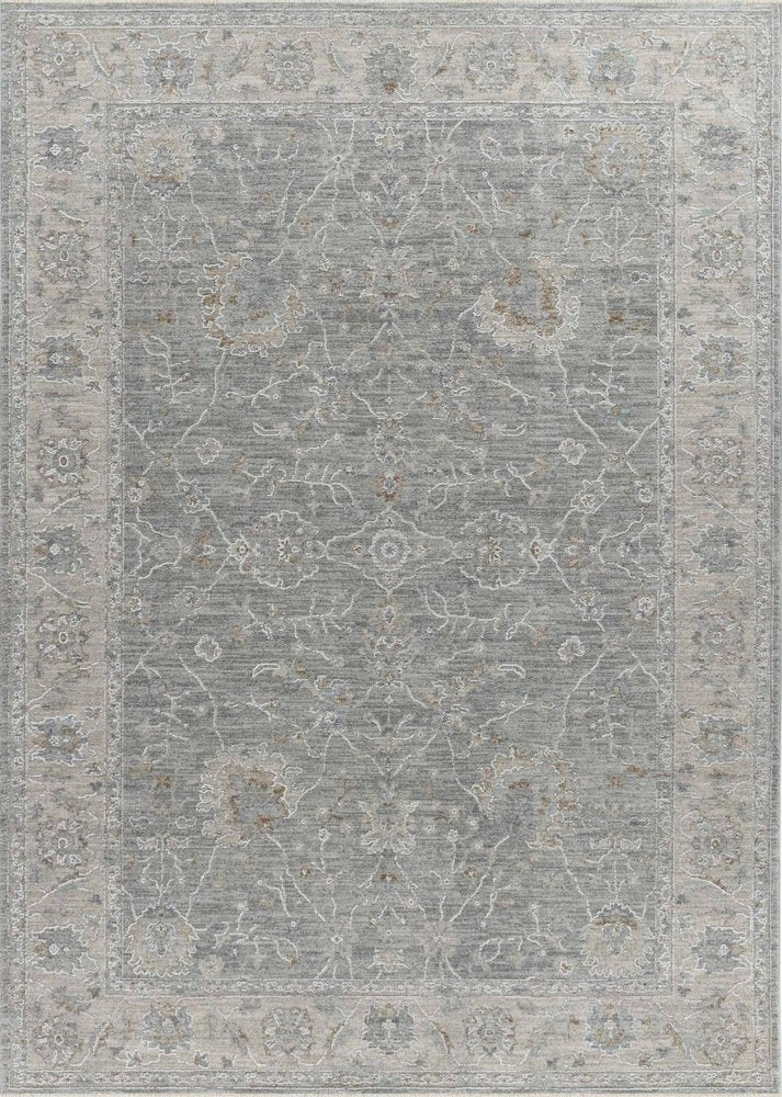 9' X 12' Blue Gray Southwestern Floral Stain Resistant Area Rug