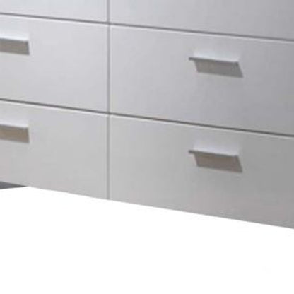 63" White Six Drawer Double Dresser