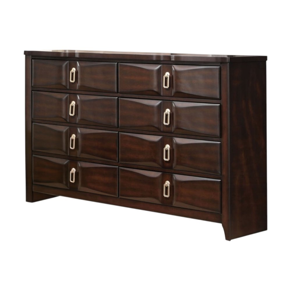 59" Espresso Eight Drawer Double Dresser