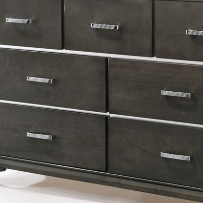 58" Gray Solid and Manufactured Wood Seven Drawer Triple Dresser