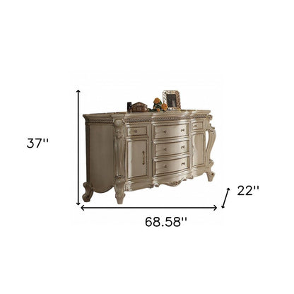 37" Pearl Wood Two Door Five Drawer Combo Dresser