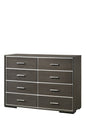57" Gray Wood Eight Drawer Double Dresser