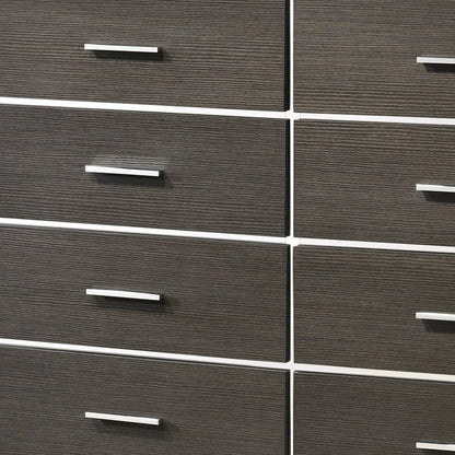 57" Gray Wood Eight Drawer Double Dresser