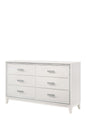 63" White Wood Six Drawer Double Dresser