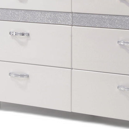 63" White High Gloss Manufactured Wood Eight Drawer Double Dresser